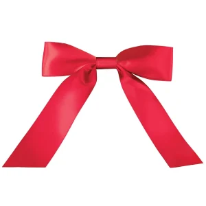 Red Satin Bow with Tails. 13 to 20 In.