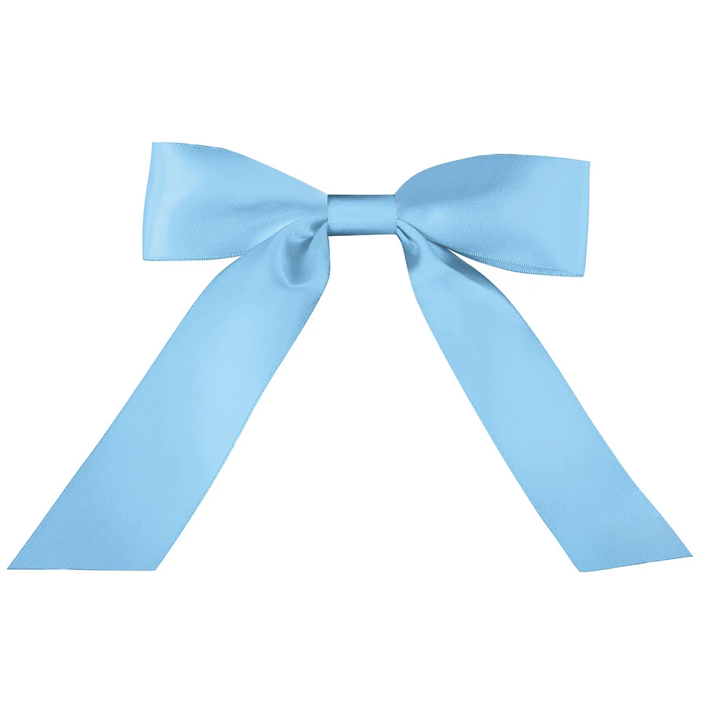 Light Blue Satin Bow with Tails. 13 to 20 In.