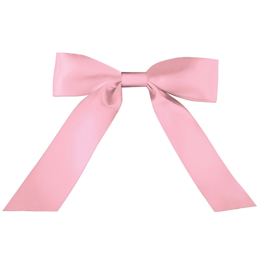 Pink Satin Bow with Tails. 13 to 20 In.