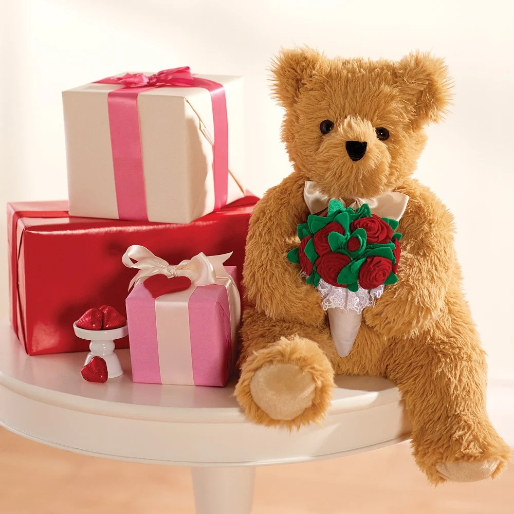 20 In. World's Coziest Bear with Rose Bouquet - Image 3