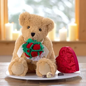 20 In. World's Coziest Bear with Rose Bouquet